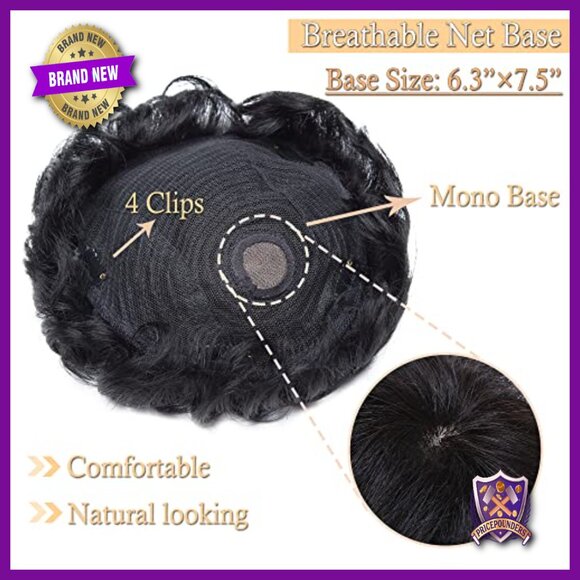 Human Hair Topper 150% Density 16x19cm Mono Base 4 Inch Short Curly Hairpiece main image 6